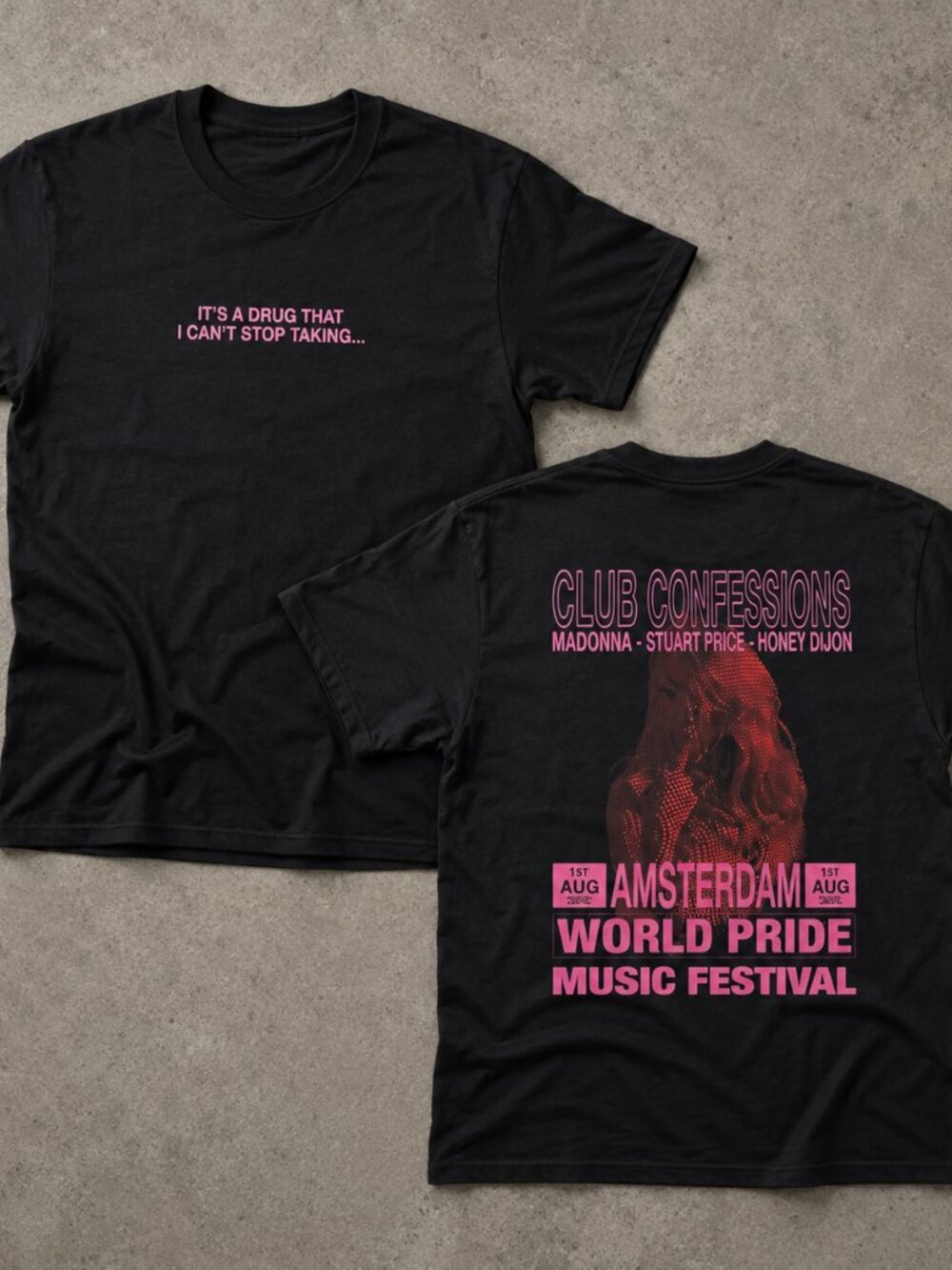 Madonna Club Confessions Amsterdam World Pride 2026 Double Sided T-Shirt Reprint